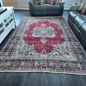 Vintage Turkish Wool on Cotton Rug / 11.3 ft x 6.25 ft big size